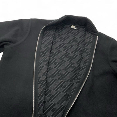 エルメス HERMES アウター ブラック リバーシブル ジップアップ バイアスH ニット コート