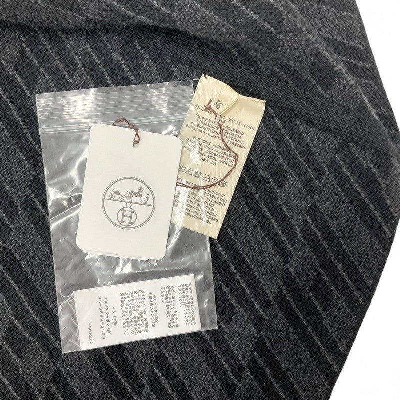 エルメス HERMES アウター ブラック リバーシブル ジップアップ バイアスH ニット コート