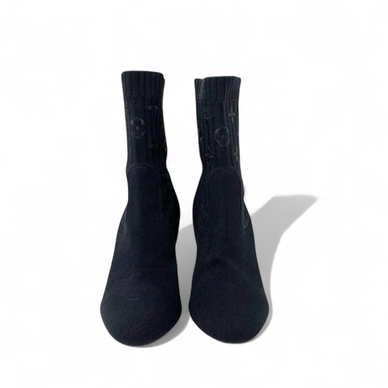 ルイヴィトン LOUIS VUITTON シルエットライン モノグラム ブーツ ショートブーツ 靴 シューズ ファブリック レザー ブラック ブラウン ニット アンクルブーツ ソックスブーツ