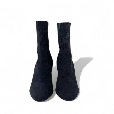 ルイヴィトン LOUIS VUITTON シルエットライン モノグラム ブーツ ショートブーツ 靴 シューズ ファブリック レザー ブラック ブラウン ニット アンクルブーツ ソックスブーツ