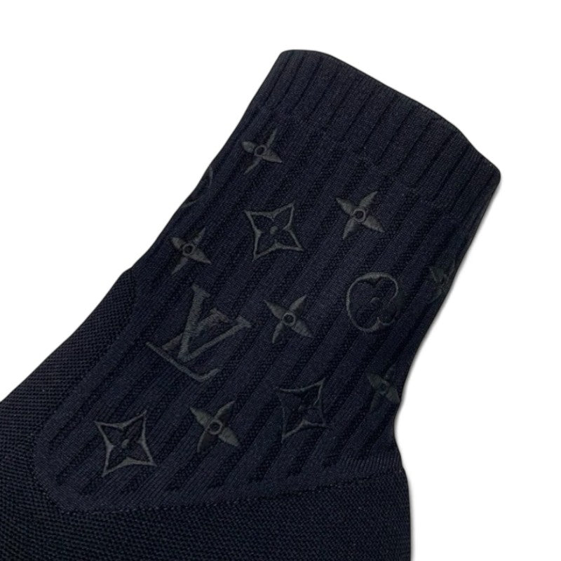 ルイヴィトン LOUIS VUITTON シルエットライン モノグラム ブーツ ショートブーツ 靴 シューズ ファブリック レザー ブラック ブラウン ニット アンクルブーツ ソックスブーツ