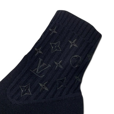 ルイヴィトン LOUIS VUITTON シルエットライン モノグラム ブーツ ショートブーツ 靴 シューズ ファブリック レザー ブラック ブラウン ニット アンクルブーツ ソックスブーツ