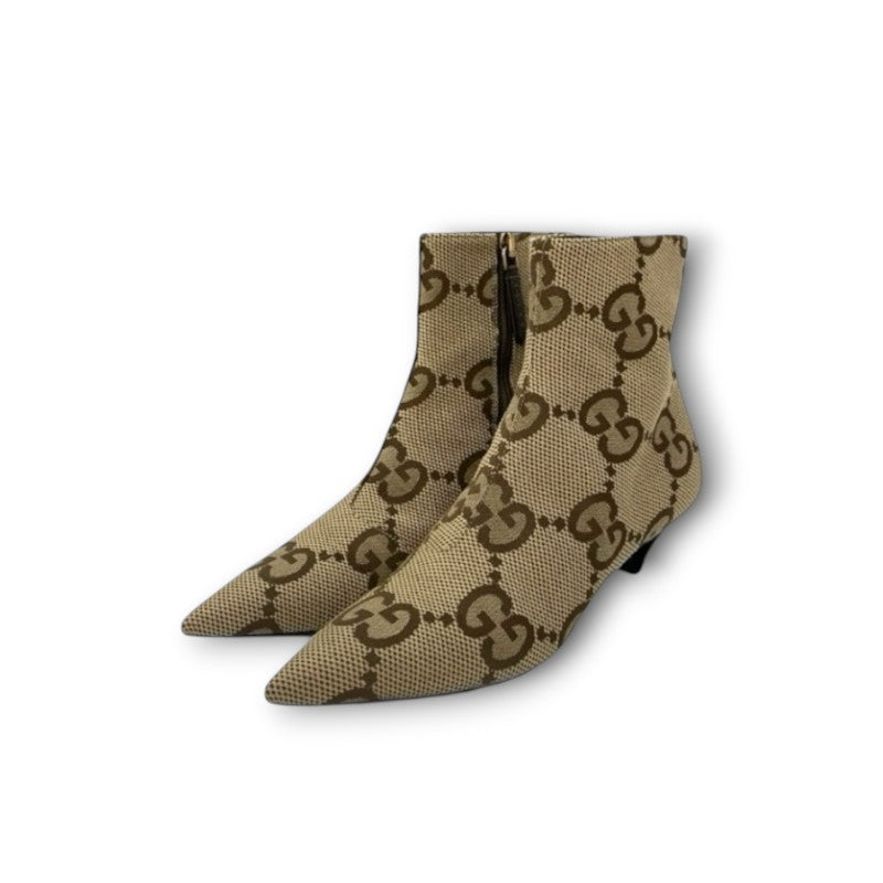 グッチ GUCCI ブーツ ショートブーツ 靴 シューズ キャンバス ベージュ ブラウン バレンシアガ GGキャンバス ロゴ ザハッカー プロジェクト