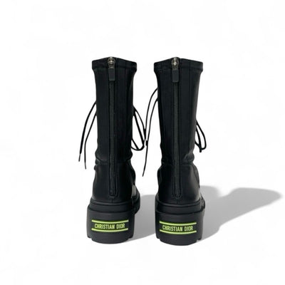 クリスチャンディオール CHRISTIAN DIOR アーケード ブーツ ショートブーツ 靴 シューズ レザー ブラック 黒 未使用 ロゴ レースアップ ジップ ミドルブーツ