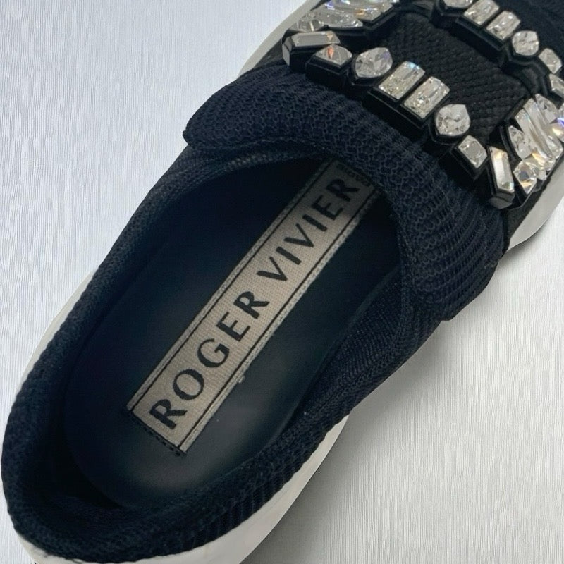ロジェヴィヴィエ Roger Vivier ヴィヴランライト スニーカー 靴 シューズ ファブリック ブラック 黒 ストラスバックル ビジュー