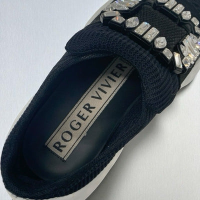 ロジェヴィヴィエ Roger Vivier ヴィヴランライト スニーカー 靴 シューズ ファブリック ブラック 黒 ストラスバックル ビジュー