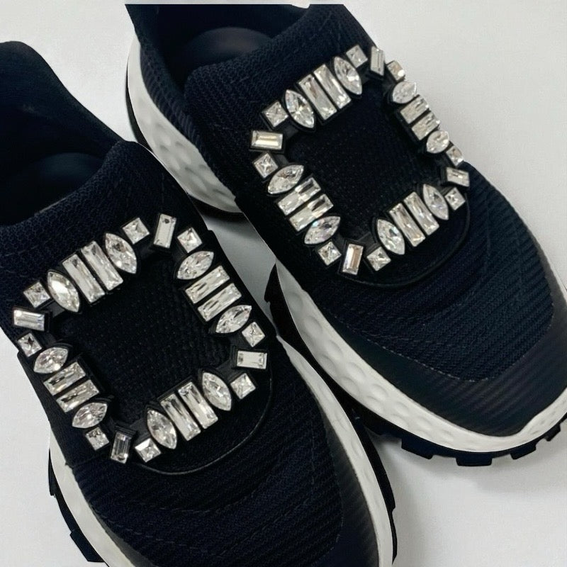 ロジェヴィヴィエ Roger Vivier ヴィヴランライト スニーカー 靴 シューズ ファブリック ブラック 黒 ストラスバックル ビジュー