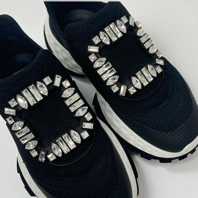ロジェヴィヴィエ Roger Vivier ヴィヴランライト スニーカー 靴 シューズ ファブリック ブラック 黒 ストラスバックル ビジュー
