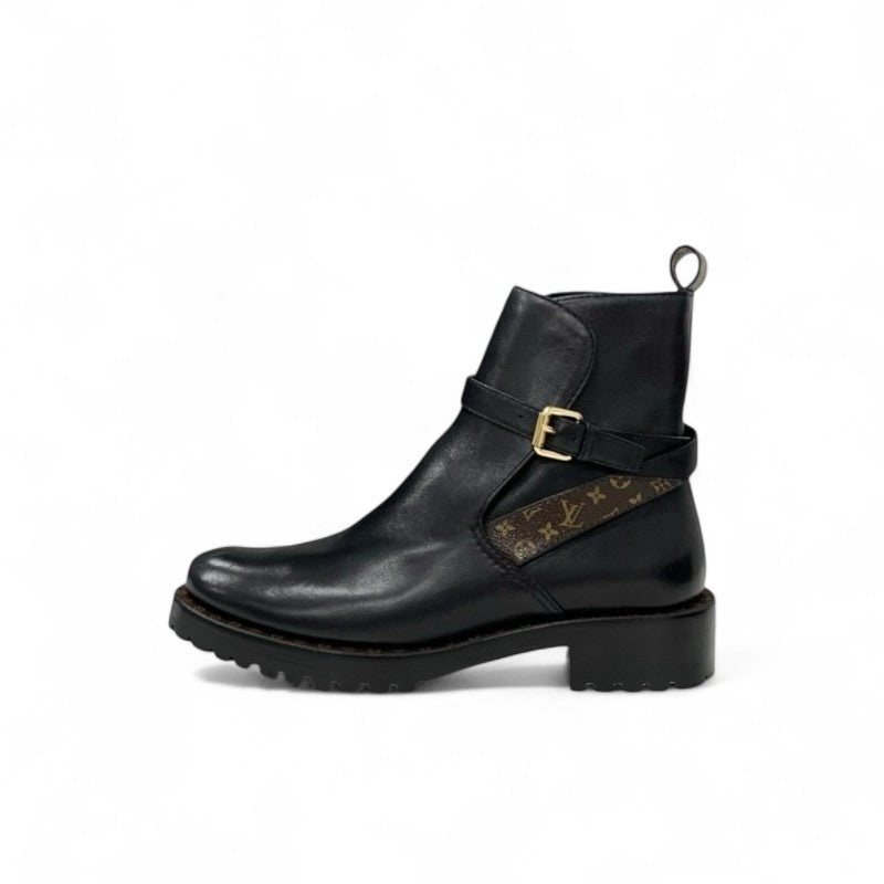 ルイヴィトン LOUIS VUITTON モノグラム ブーツ ショートブーツ 靴 シューズ レザー ブラック ブラウン 黒 ストラップ アンクルブーツ