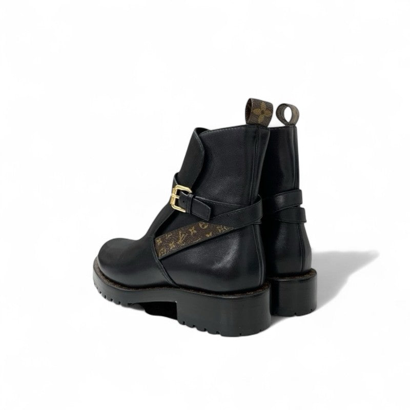 ルイヴィトン LOUIS VUITTON モノグラム ブーツ ショートブーツ 靴 シューズ レザー ブラック ブラウン 黒 ストラップ アンクルブーツ