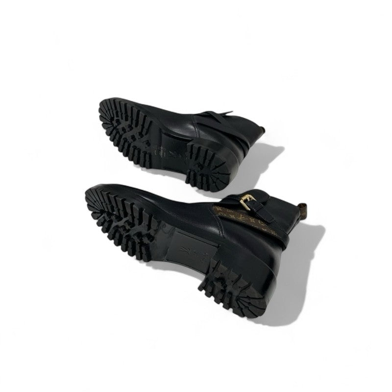 ルイヴィトン LOUIS VUITTON モノグラム ブーツ ショートブーツ 靴 シューズ レザー ブラック ブラウン 黒 ストラップ アンクルブーツ