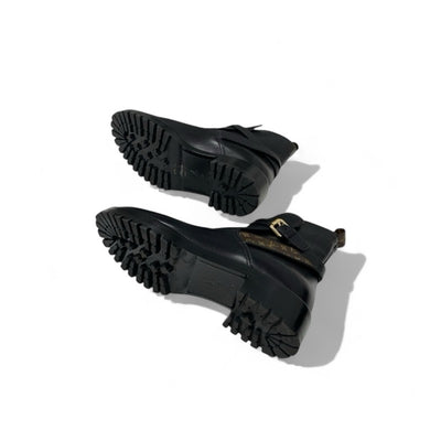 ルイヴィトン LOUIS VUITTON モノグラム ブーツ ショートブーツ 靴 シューズ レザー ブラック ブラウン 黒 ストラップ アンクルブーツ