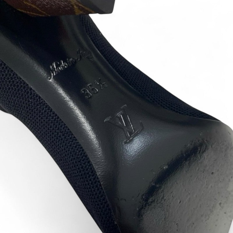 ルイヴィトン LOUIS VUITTON シルエットライン モノグラム ブーツ ショートブーツ 靴 シューズ ファブリック レザー ブラック ブラウン アンクルブーツ ニット ソックスブーツ