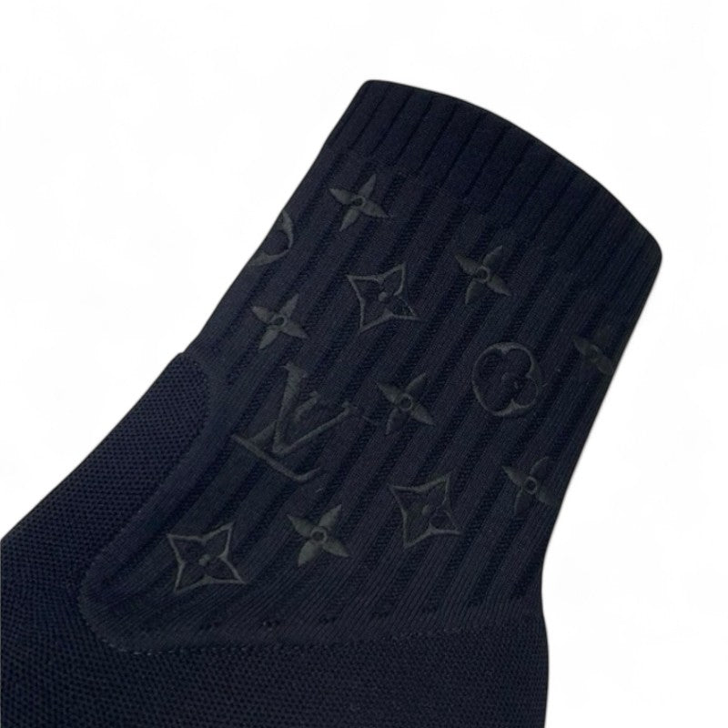 ルイヴィトン LOUIS VUITTON シルエットライン モノグラム ブーツ ショートブーツ 靴 シューズ ファブリック レザー ブラック ブラウン アンクルブーツ ニット ソックスブーツ