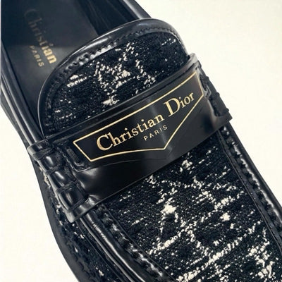 クリスチャンディオール CHRISTIAN DIOR Dior Boy ローファー 革靴 靴 シューズ ファブリック レザー ブラック ホワイト 黒 プラットフォーム ロゴ カナージュ ツイード