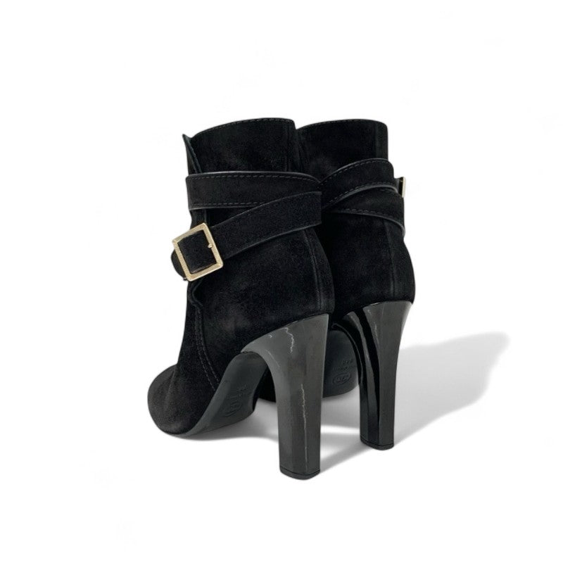 シャネル CHANEL ブーツ ショートブーツ 靴 シューズ スエード パテント ブラック 黒 ココマーク ベルト