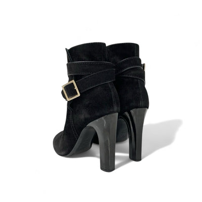 シャネル CHANEL ブーツ ショートブーツ 靴 シューズ スエード パテント ブラック 黒 ココマーク ベルト