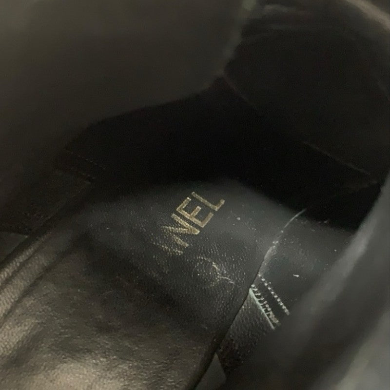 シャネル CHANEL ブーツ ショートブーツ 靴 シューズ スエード パテント ブラック 黒 ココマーク ベルト