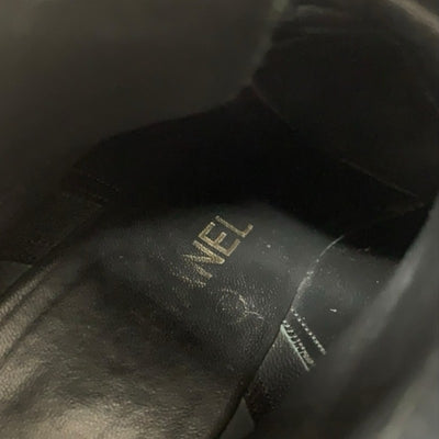 シャネル CHANEL ブーツ ショートブーツ 靴 シューズ スエード パテント ブラック 黒 ココマーク ベルト