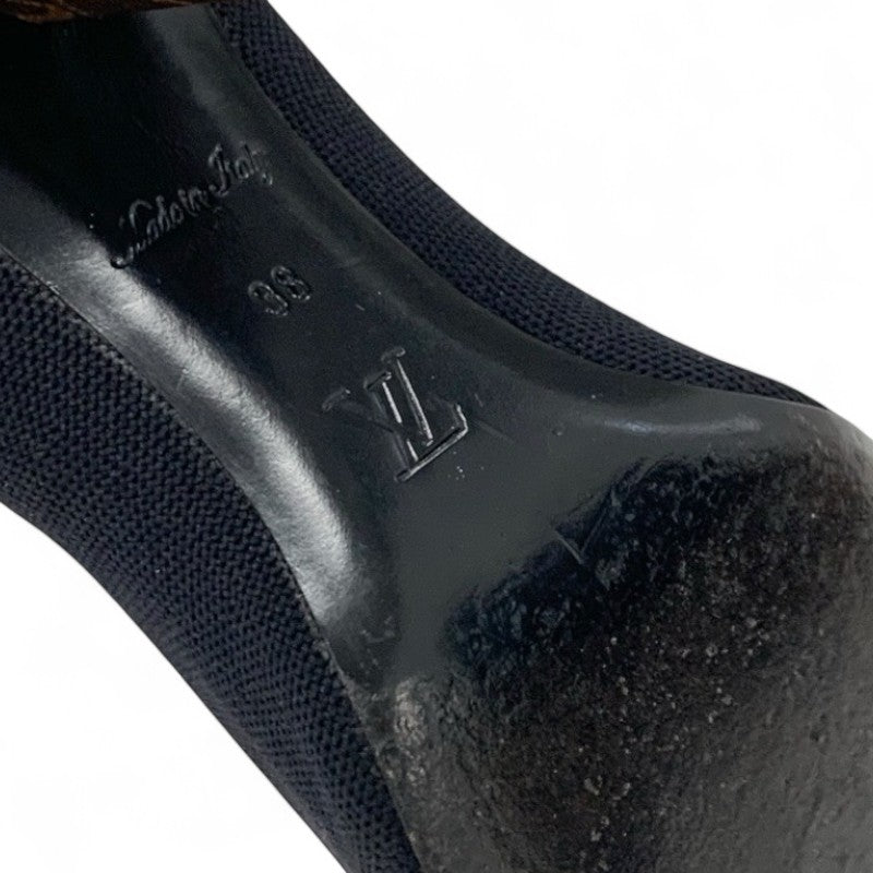 ルイヴィトン LOUIS VUITTON シルエットライン ブーツ ショートブーツ 靴 シューズ ファブリック レザー ブラック ブラウン 黒 アンクルブーツ ソックスブーツ ニット