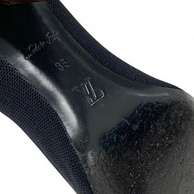 ルイヴィトン LOUIS VUITTON シルエットライン ブーツ ショートブーツ 靴 シューズ ファブリック レザー ブラック ブラウン 黒 アンクルブーツ ソックスブーツ ニット