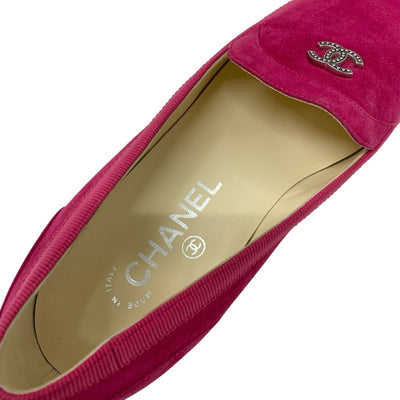 シャネル CHANEL ローファー 革靴 靴 シューズ スエード ピンク ココマーク フラットシューズ