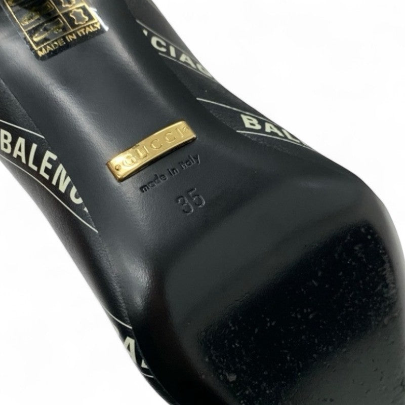 グッチ GUCCI パンプス 靴 シューズ レザー ブラック ホワイト 黒 ゴールド バレンシアガ コラボ ダブルG GGマーモント ロゴ