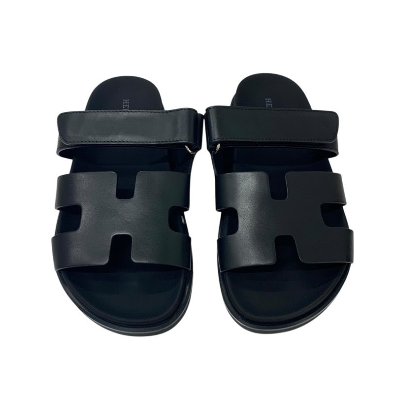 エルメス HERMES シプレ サンダル 靴 シューズ レザー ブラック 黒 未使用 フラットサンダル ベルクロ ストラップ
