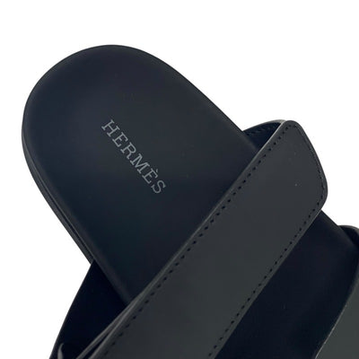 エルメス HERMES シプレ サンダル 靴 シューズ レザー ブラック 黒 未使用 フラットサンダル ベルクロ ストラップ