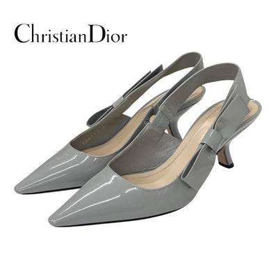 クリスチャンディオール CHRISTIAN DIOR JADIOR パンプス 靴 シューズ パテント グレー スリングバック