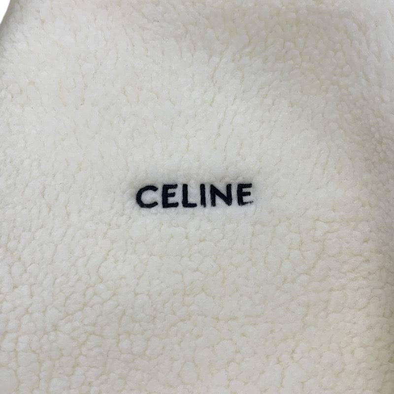 セリーヌ CELINE アウター アクリル ホワイト 白 トリオンフ ルーズフード フリースジャケット ジップアップ メンズ