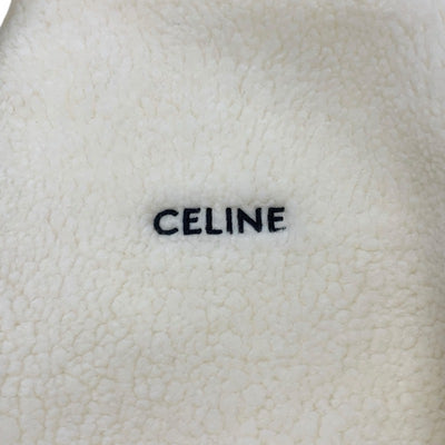 セリーヌ CELINE アウター アクリル ホワイト 白 トリオンフ ルーズフード フリースジャケット ジップアップ メンズ