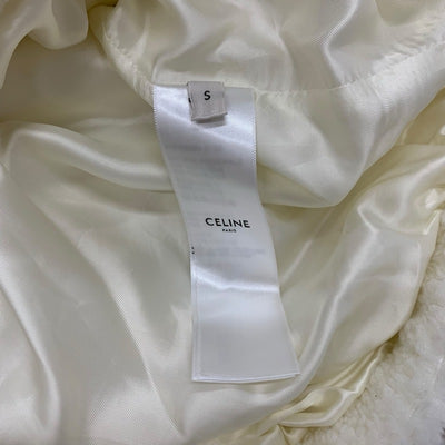 セリーヌ CELINE アウター アクリル ホワイト 白 トリオンフ ルーズフード フリースジャケット ジップアップ メンズ