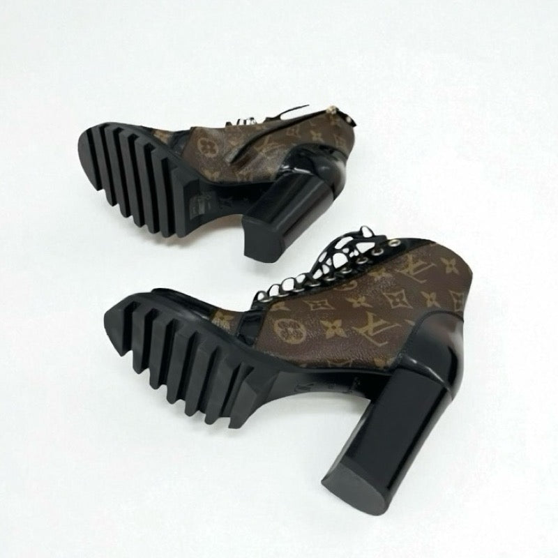 ルイヴィトン LOUIS VUITTON スタートレイルライン モノグラム ブーツ ショートブーツ 靴 シューズ レザー パテント ブラウン ブラック アンクルブーツ レースアップ