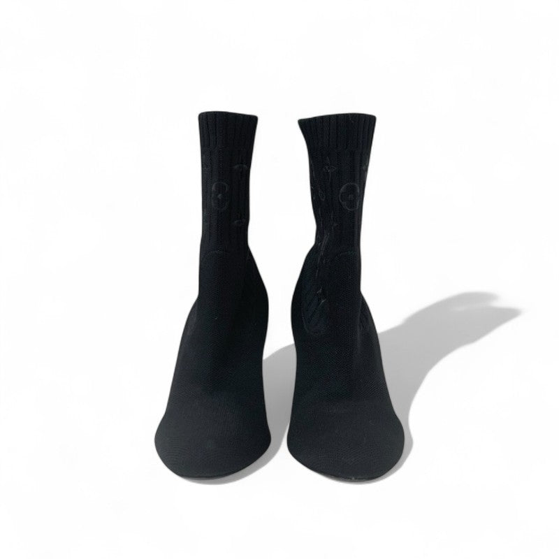 ルイヴィトン LOUIS VUITTON シルエットライン モノグラム ブーツ ショートブーツ 靴 シューズ ファブリック レザー ブラック ブラウン 黒 アンクルブーツ ソックスブーツ ニット