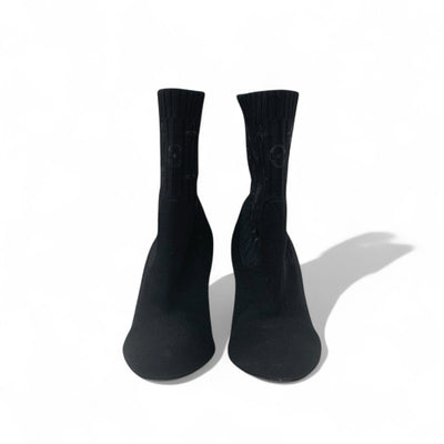 ルイヴィトン LOUIS VUITTON シルエットライン モノグラム ブーツ ショートブーツ 靴 シューズ ファブリック レザー ブラック ブラウン 黒 アンクルブーツ ソックスブーツ ニット