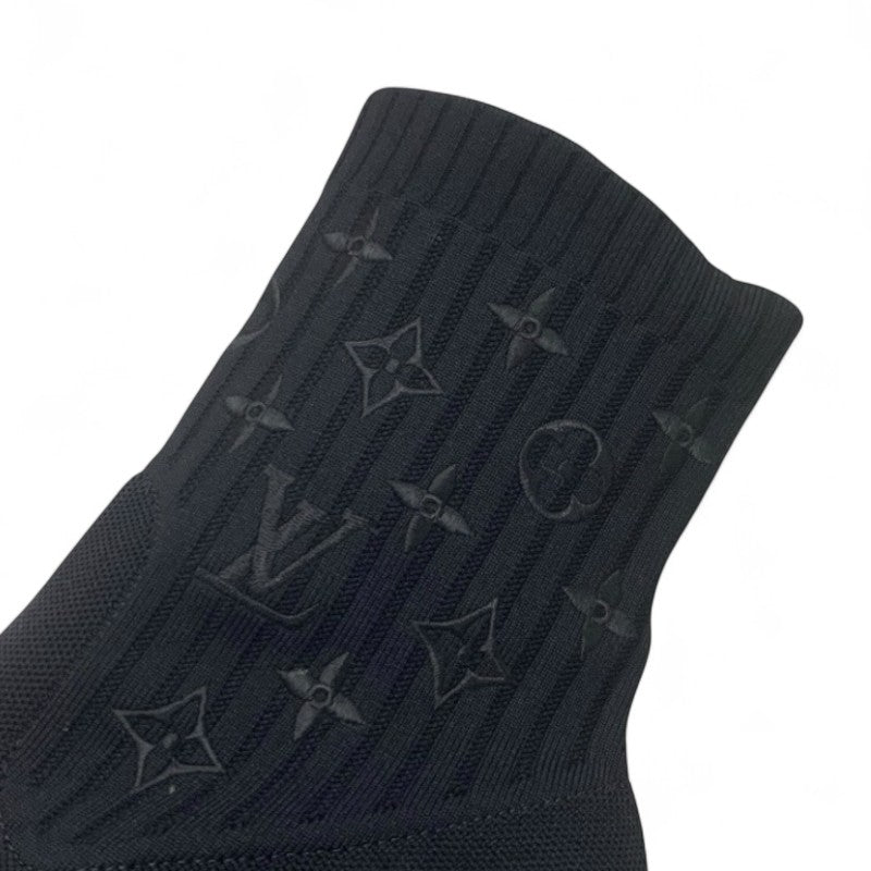 ルイヴィトン LOUIS VUITTON シルエットライン モノグラム ブーツ ショートブーツ 靴 シューズ ファブリック レザー ブラック ブラウン 黒 アンクルブーツ ソックスブーツ ニット