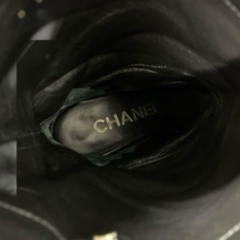 シャネル CHANEL ブーツ ロングブーツ 靴 シューズ カーフスキン ブラック 黒 ココマーク ミドルブーツ
