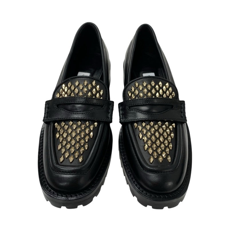 ジミーチュウ JIMMY CHOO DEANNA ローファー 革靴 靴 シューズ レザー ブラック ゴールド スタッズ フラットシューズ