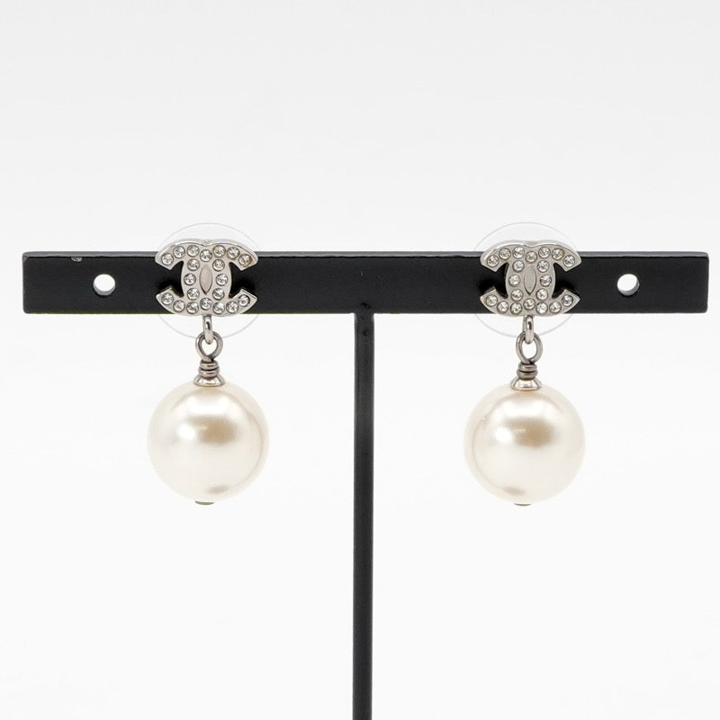 シャネル CHANEL ピアス イヤリング シルバー ココマーク ラインストーン