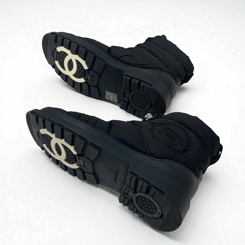 シャネル CHANEL ブーツ ショートブーツ 靴 シューズ ナイロン ブラック 黒 ココマーク スノーブーツ