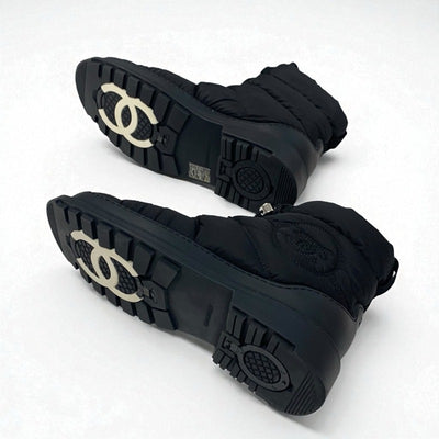シャネル CHANEL ブーツ ショートブーツ 靴 シューズ ナイロン ブラック 黒 ココマーク スノーブーツ