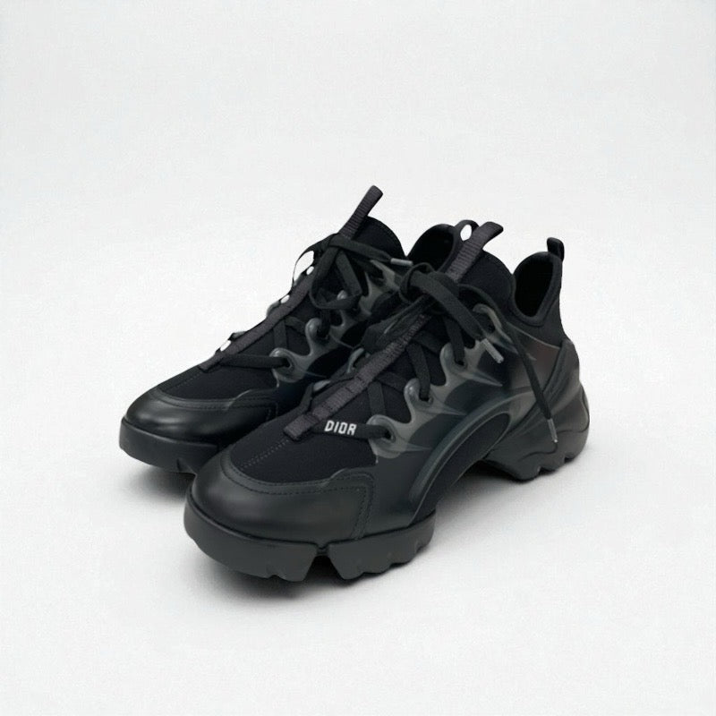 クリスチャンディオール CHRISTIAN DIOR D-Connect スニーカー 靴 シューズ ラバー ファブリック レザー ブラック 黒 未使用 ロゴ