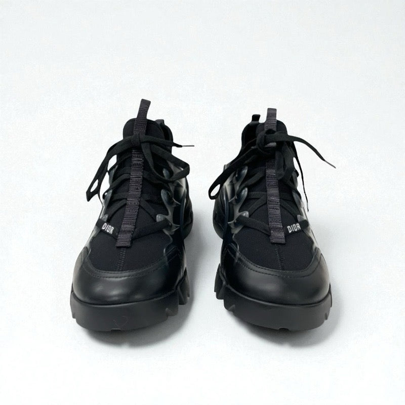 クリスチャンディオール CHRISTIAN DIOR D-Connect スニーカー 靴 シューズ ラバー ファブリック レザー ブラック 黒 未使用 ロゴ