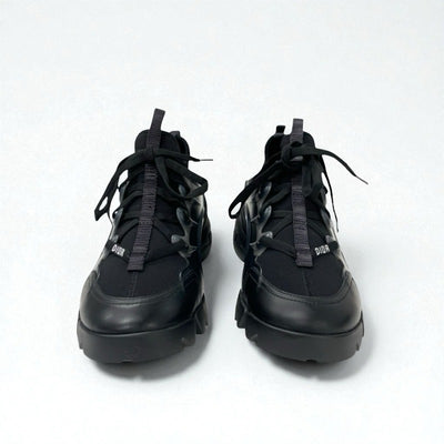 クリスチャンディオール CHRISTIAN DIOR D-Connect スニーカー 靴 シューズ ラバー ファブリック レザー ブラック 黒 未使用 ロゴ