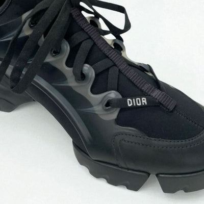 クリスチャンディオール CHRISTIAN DIOR D-Connect スニーカー 靴 シューズ ラバー ファブリック レザー ブラック 黒 未使用 ロゴ