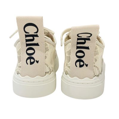 クロエ Chloe Lauren スニーカー 靴 シューズ ファブリック ベージュ 未使用 ロゴ レース