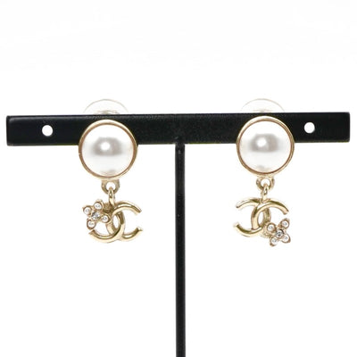 シャネル CHANEL ピアス イヤリング ゴールド ココマーク フラワー ラインストーン