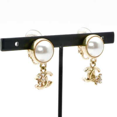 シャネル CHANEL ピアス イヤリング ゴールド ココマーク フラワー ラインストーン