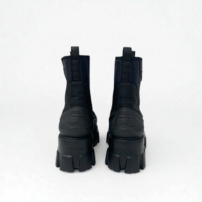 プラダ PRADA モノリス ブーツ ショートブーツ 靴 シューズ ナイロン ラバー ブラック Re-Nylon トライアングルロゴ